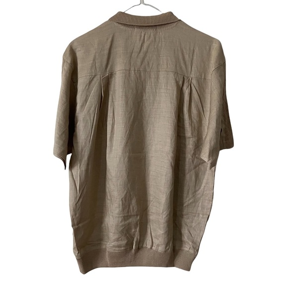 Mens Beige Ramie Polo Shirt size 38 - Picture 2 of 7